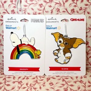 Hallmark Enameled Metal Peanuts and Gremlins Ornaments